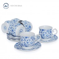 Alibambah Cangkir Keramik Set / Cup & Saucer Set - ALB-C342-Blue